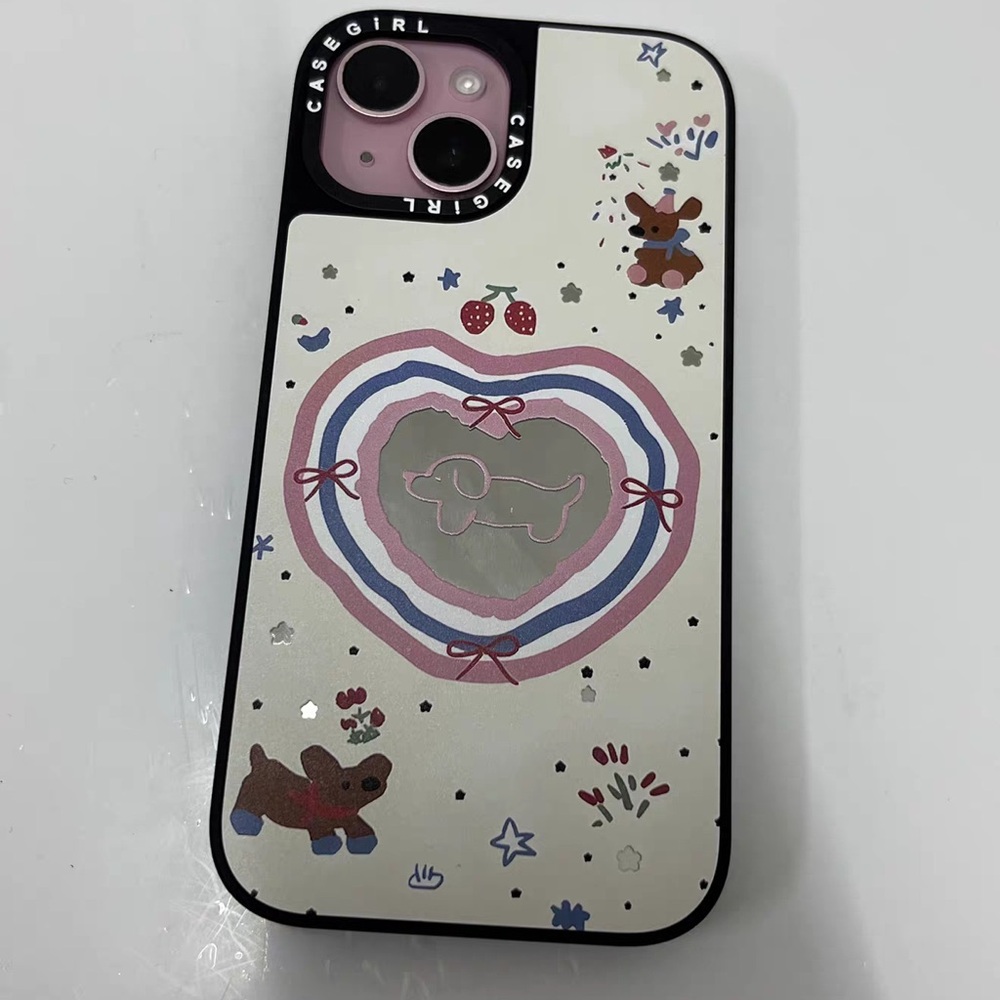 CASETiFY Cute Heart Puppy Cream Phone Case for iPhone